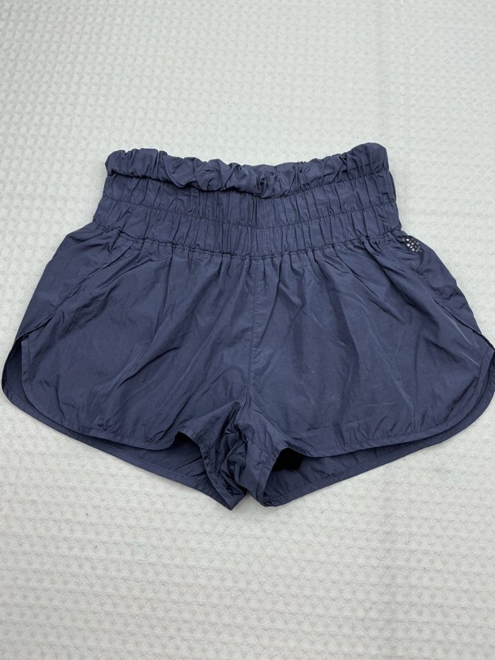 FP Movement by Free People Navy High-Rise Smocked Waist Athletic Shorts